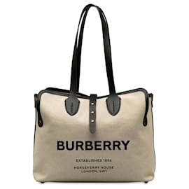 Burberry-Burberry Brown Soft Belt Canvas Einkaufstasche-Braun,Beige,Andere