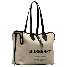 Burberry-Burberry Brown Soft Belt Canvas Tote Bag-Brown,Beige,Other