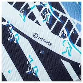 Hermès-Azul Hermes 24 Lenço de seda Faubourg Seconde-Azul,Azul claro