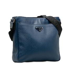 Prada-Saffiano Leather Crossbody Bag VA1086-Blue