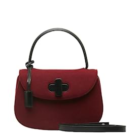 Gucci-Gucci Twist Lock Fabric Handbag Cotton Shoulder Bag 0000838 in Good condition-Red