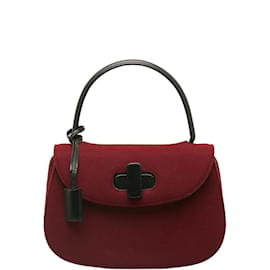 Gucci-Gucci Twist Lock Fabric Handbag Cotton Shoulder Bag 0000838 in Good condition-Red