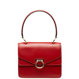 Céline-Gancini Leather Handbag-Red