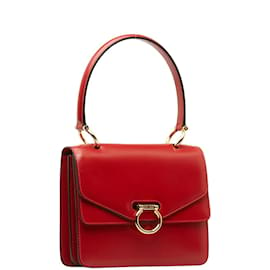 Céline-Gancini Leather Handbag-Red
