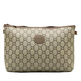 Gucci-Gucci GG Plus Clutch, Canvas-Clutch in gutem Zustand-Braun