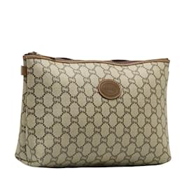 Gucci-Gucci GG Plus Clutch Bag Canvas Clutch Bag in Good condition-Brown