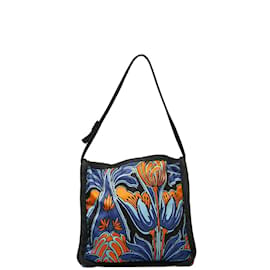 Prada-Bolsa de ombro em lona com estampa floral-Azul