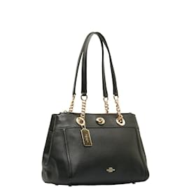 Coach-Turnlock Edie Leather Tote Bag F87239-Black