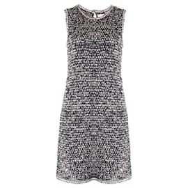 Chanel-Abito in tweed intrecciato con toppa con logo CC-Blu navy