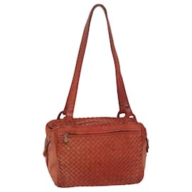 Autre Marque-BOTTEGAVENETA INTRECCIATO Shoulder Bag Leather Orange Auth 64137-Orange