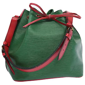 Louis Vuitton-LOUIS VUITTON Epi Petit Noe Shoulder Bag Bicolor Green Red M44147 LV Auth 64091-Red,Green