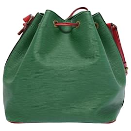 Louis Vuitton-LOUIS VUITTON Epi Petit Noe Shoulder Bag Bicolor Green Red M44147 LV Auth 64091-Red,Green