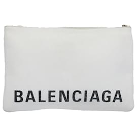 Balenciaga-BALENCIAGA Pochette Pelle Bianca Auth bs11590-Bianco