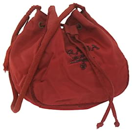 Prada-PRADA Shoulder Bag Nylon Red Auth bs11552-Red