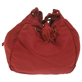 Prada-PRADA Shoulder Bag Nylon Red Auth bs11552-Red