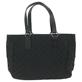 Gucci-GUCCI GG Canvas Tote Bag Black Auth ar11306-Black