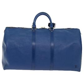 Louis Vuitton-Louis Vuitton Epi Keepall 55 Sac Boston Bleu M42955 LV Auth ki3991-Bleu