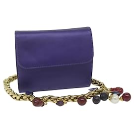 Loewe-LOEWE Chain Shoulder Bag Leather Purple Auth bs11521-Purple