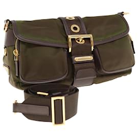 Prada-PRADA Shoulder Bag Nylon Khaki Auth yk10144-Khaki