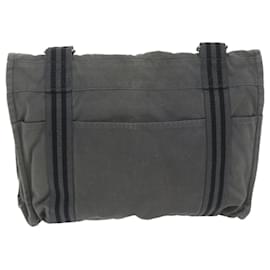 Hermès-HERMES Bathas Shoulder Bag Canvas Gray Auth bs10852-Grey