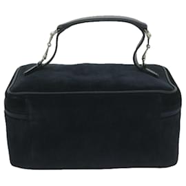 Gucci-GUCCI Horsebit Vanity Cosmetic Pouch Suede Navy Auth ac2518-Navy blue