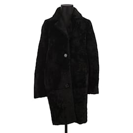 Sandro-Manteau en cuir-Noir