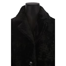 Sandro-Manteau en cuir-Noir