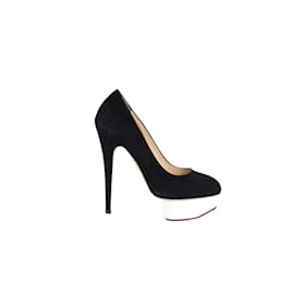 Charlotte Olympia-velvet heels-Black