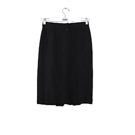 Chanel-wrap wool skirt-Black