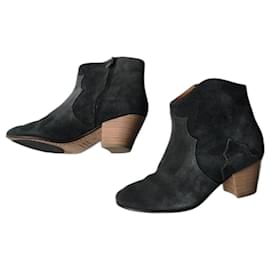 Isabel Marant-ISABEL MARANT Velvet Dicker boots light black suede T36 very good condition-Black