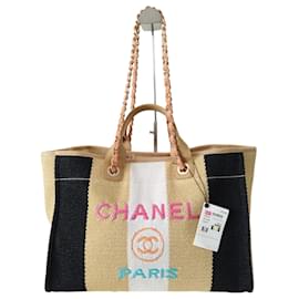 Chanel-Chanel Deauville tote bag in multicolored canvas-Multiple colors