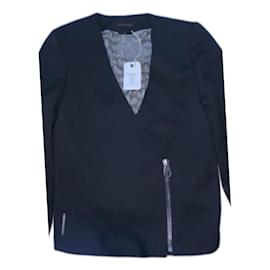 Cop Copine Black Jacket Polyester with Relief Pattern Black