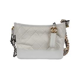 Chanel-Chanel Quilted Leather Gabrielle Hobo Bag-White