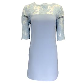 Autre Marque-Olivine Gabbro Hellblaues Kleid aus Spitze und Krepp-Blau