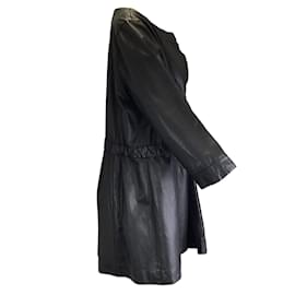 Autre Marque-Lafayette 148 New York Black Tie-Front Leather Jacket-Black