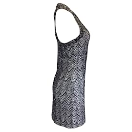 Missoni-Missoni Noir / Blanc / Robe en tricot sans manches à col en V et dos nageur à paillettes argentées-Noir
