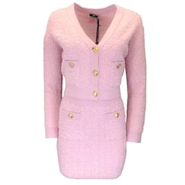 Elisabetta Franchi-Elisabetta Franchi Soft Berry Jacquard Knit Skirt Suit-Pink