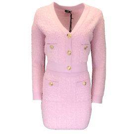 Elisabetta Franchi Terno de saia de malha jacquard Soft Berry Rosa