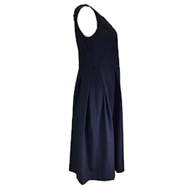 Comme Des Garcons-Comme des Garcons Girl Navy Blue Crystal Embellished Bow Detail Sleeveless Midi Dress-Blue