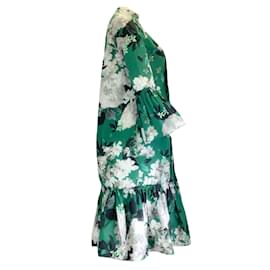 Erdem-ERDEM Grünes Winford-Kleid mit mehreren Blumenmustern-Grün