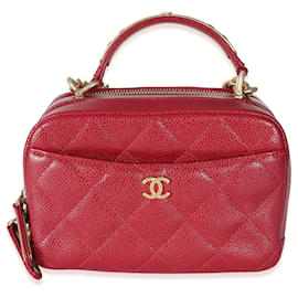 Chanel-Mini borsa da bowling Chanel trapuntata rossa con caviale da portare in giro-Rosso