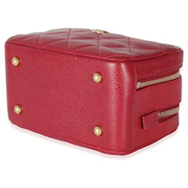 Chanel-Mini borsa da bowling Chanel trapuntata rossa con caviale da portare in giro-Rosso