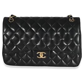 Chanel-Chanel Black Quilted Lambskin Jumbo lined Flap Bag-Black