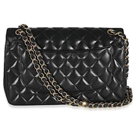 Chanel-Borsa con patta foderata Jumbo in pelle di agnello trapuntata nera Chanel-Nero