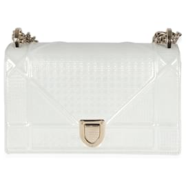 Christian Dior-Christian Dior Petit sac à rabat Diorama verni blanc Micro Cannage-Blanc