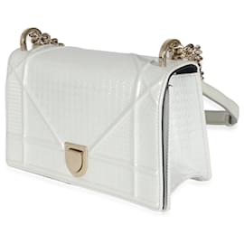 Christian Dior-Bolsa pequena com aba Diorama Christian Dior White Micro Cannage Patent-Branco