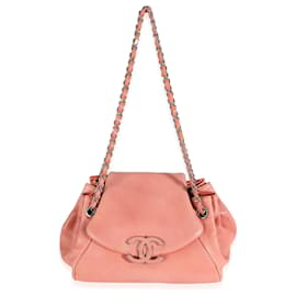 Chanel-Bolso con solapa de acordeón CC Sensual de piel de cordero coral Chanel-Rosa