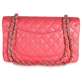 Chanel-Borsa con patta classica foderata classica Chanel rosa scuro trapuntata caviale-Rosa