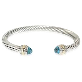 David Yurman-Bracelet câble classique avec topaze bleue David Yurman, 14K or jaune/argent sterling-Autre