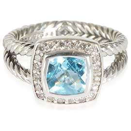 David Yurman-David Yurman Petite Albion Blue Topaz Ring in Sterling Silver 0.17 ctw-Other